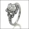 1 Carat Oval in Halo Cubic Zirconia Halo Pave 14K White Gold Ring