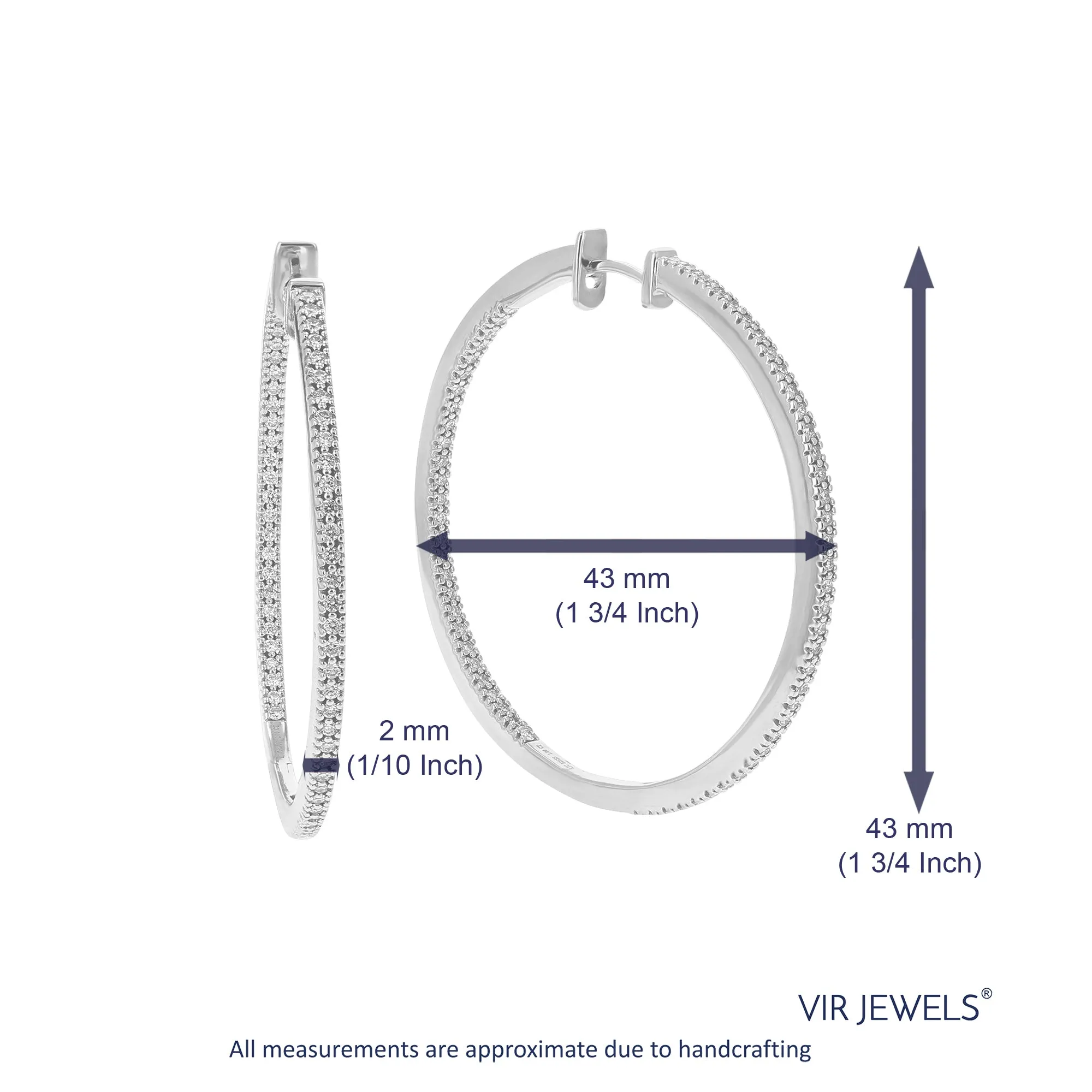 1 cttw Lab Grown Diamond Hoop Earrings in Sterling Silver