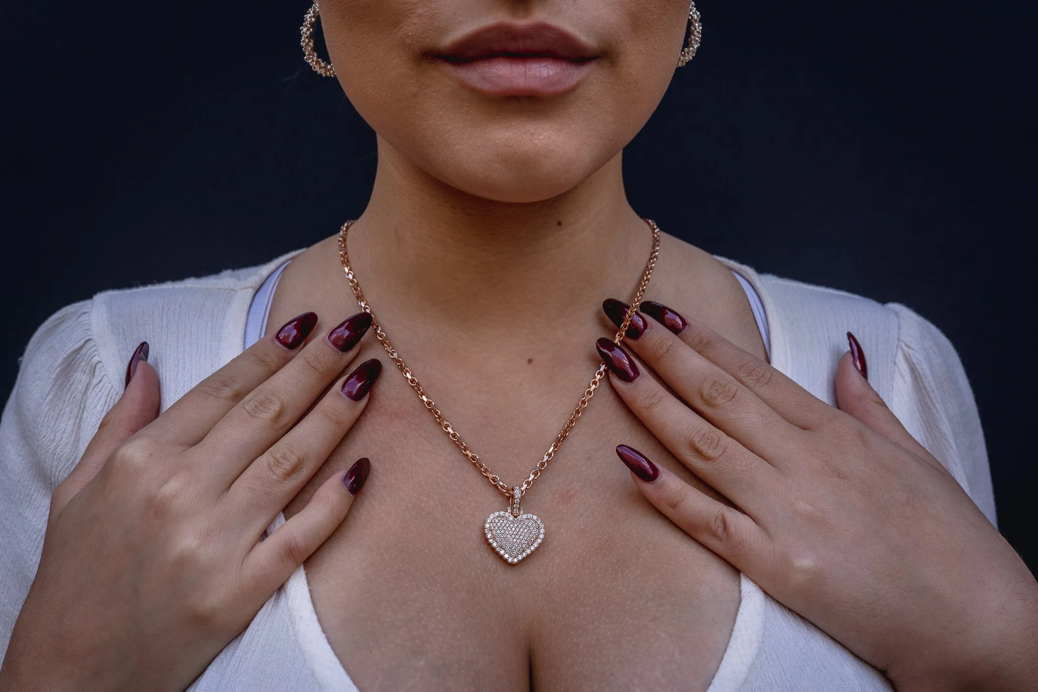 14K Rose Gold Diamond Heart Pendant 1.65 ctw