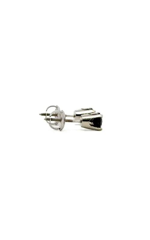 14K WHITE GOLD BLACK DIAMONDS STUD EARRINGS  C10377