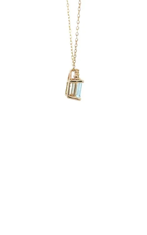 14K YELLOW GOLD AQUAMARINE PENDANT WITH DIAMOND   G14963
