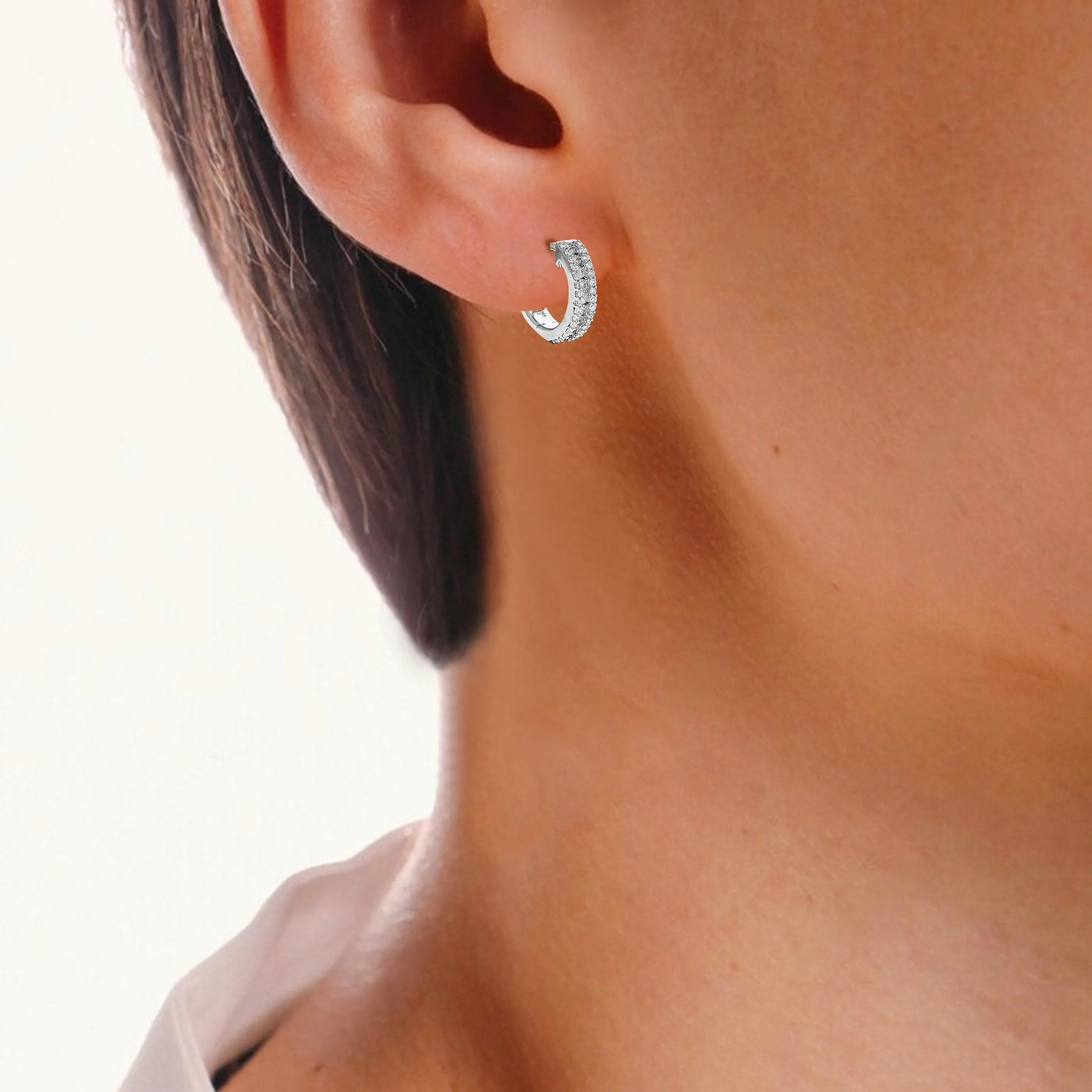 2/3 cttw Lab Grown Diamond Hoop Dangle Earring Sterling Silver