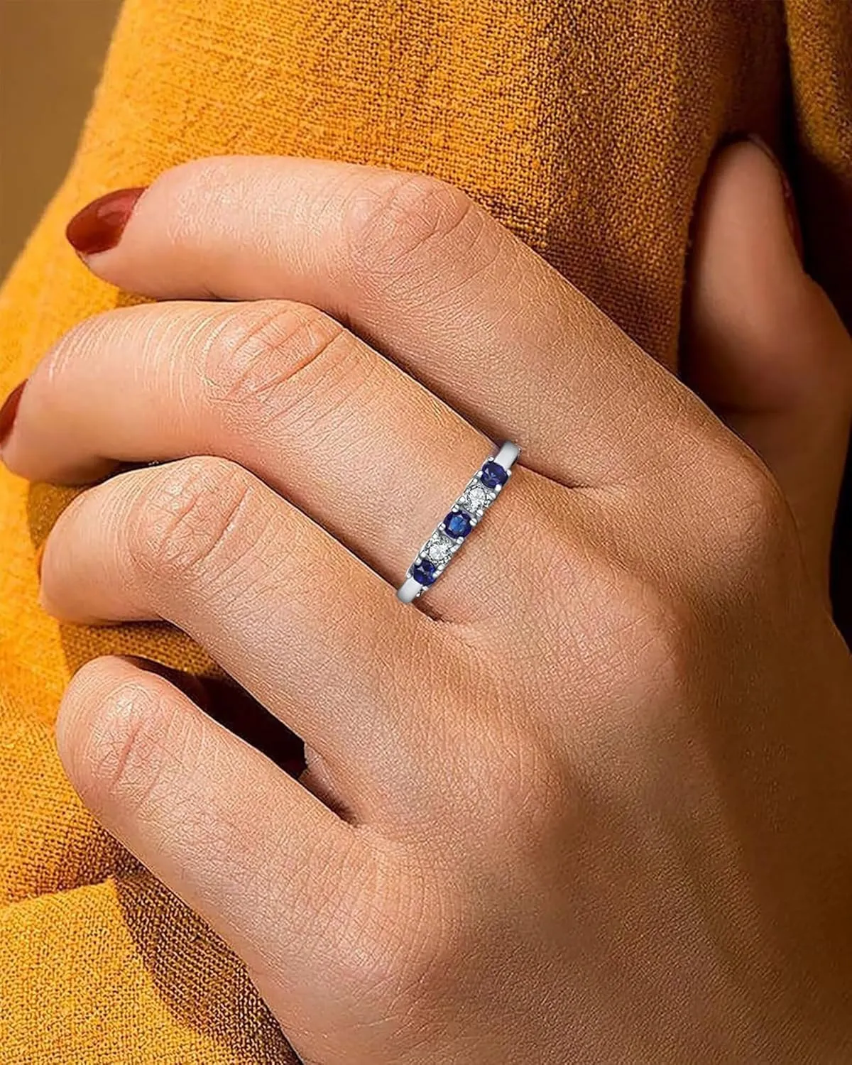 5 Stone Birthstone Rings for Kids Teens Girls Women Size 2-9 Stainless Steel Birthday Mother's Ring Daughter Kids Gifts Eternity Wedding Band Anniversary Ring