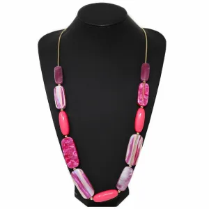Acrylic Pebble Bead Long Necklace
