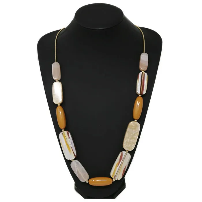 Acrylic Pebble Bead Long Necklace