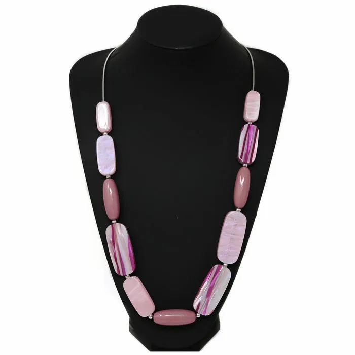 Acrylic Pebble Bead Long Necklace