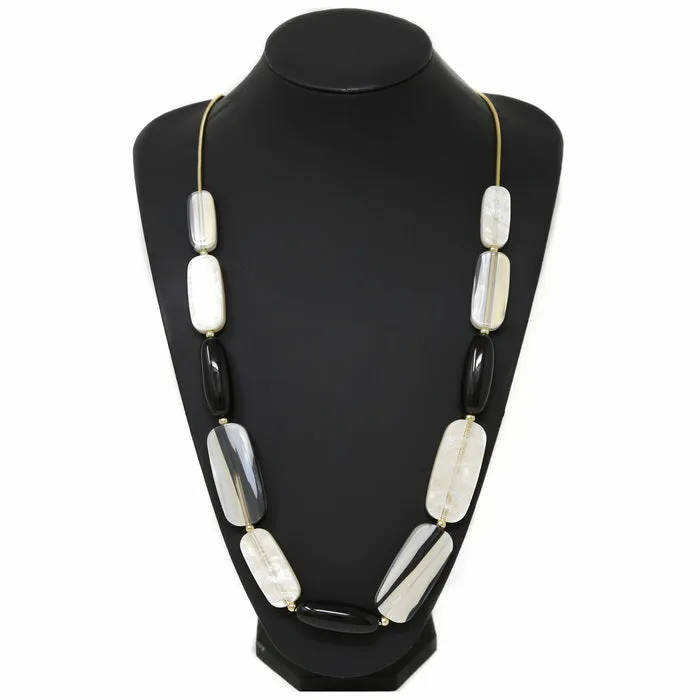 Acrylic Pebble Bead Long Necklace