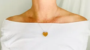 Amber Heart Pendant on a Silver Chain. Atelier Aadya