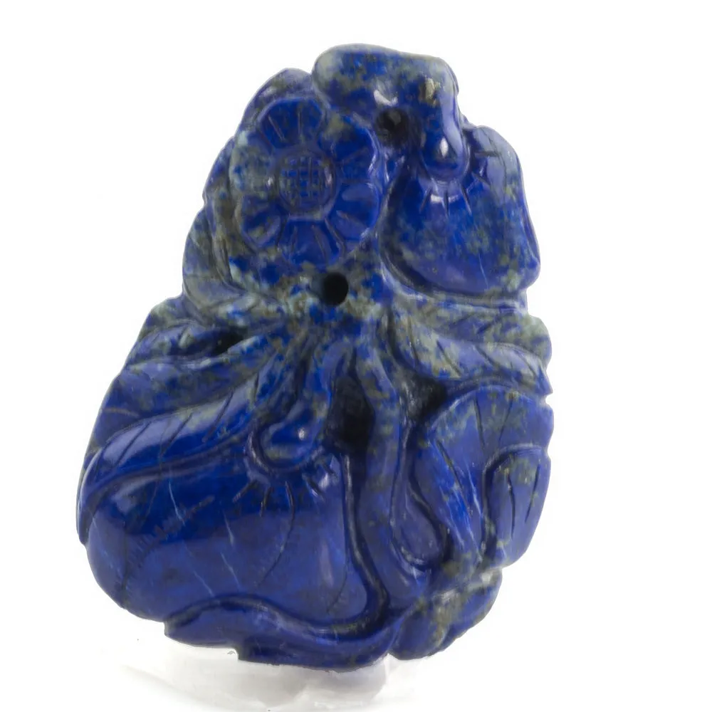 Antique carved lapis lazuli pendant-pumpkins and foliage. pdgm121