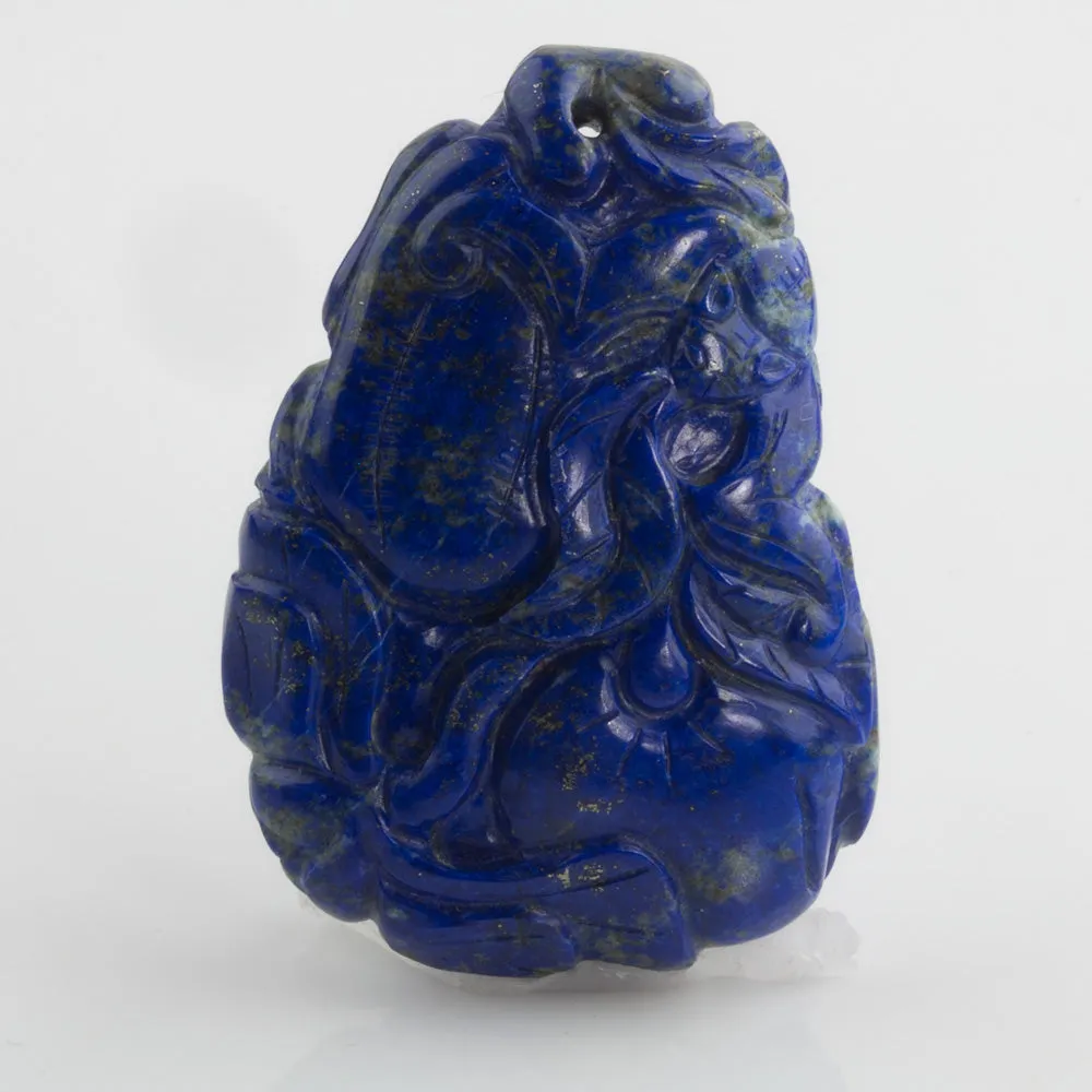 Antique carved lapis lazuli pendant-pumpkins and foliage. pdgm121