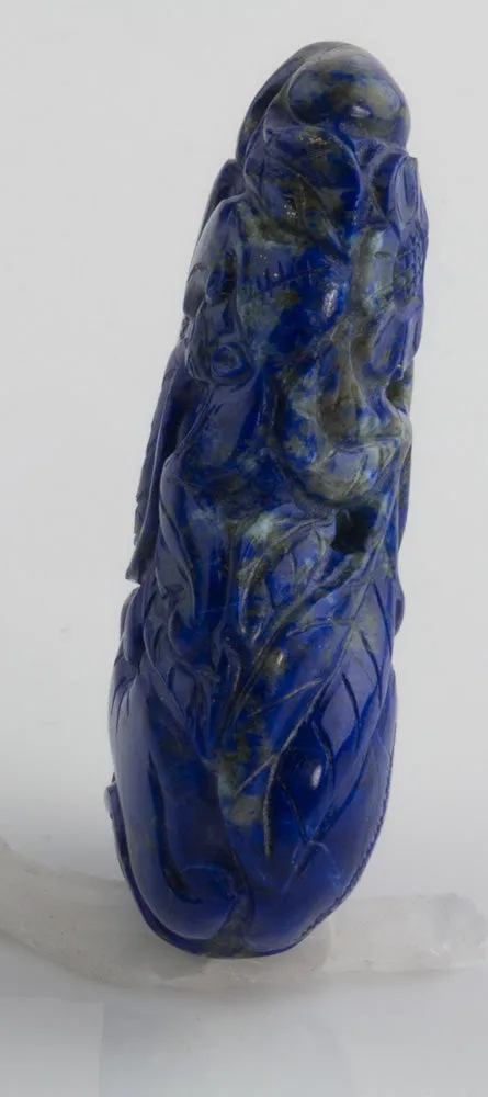 Antique carved lapis lazuli pendant-pumpkins and foliage. pdgm121