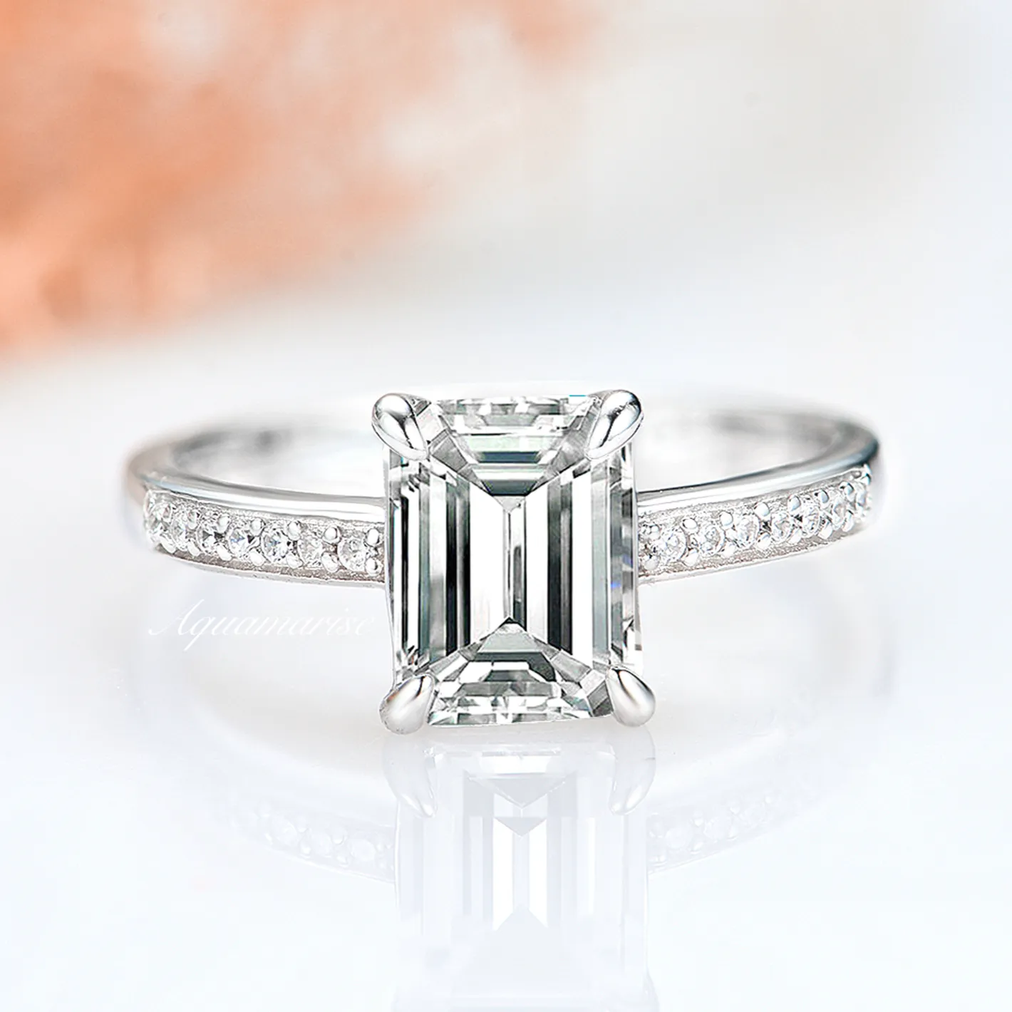 Ava White Sapphire Ring- Sterling Silver