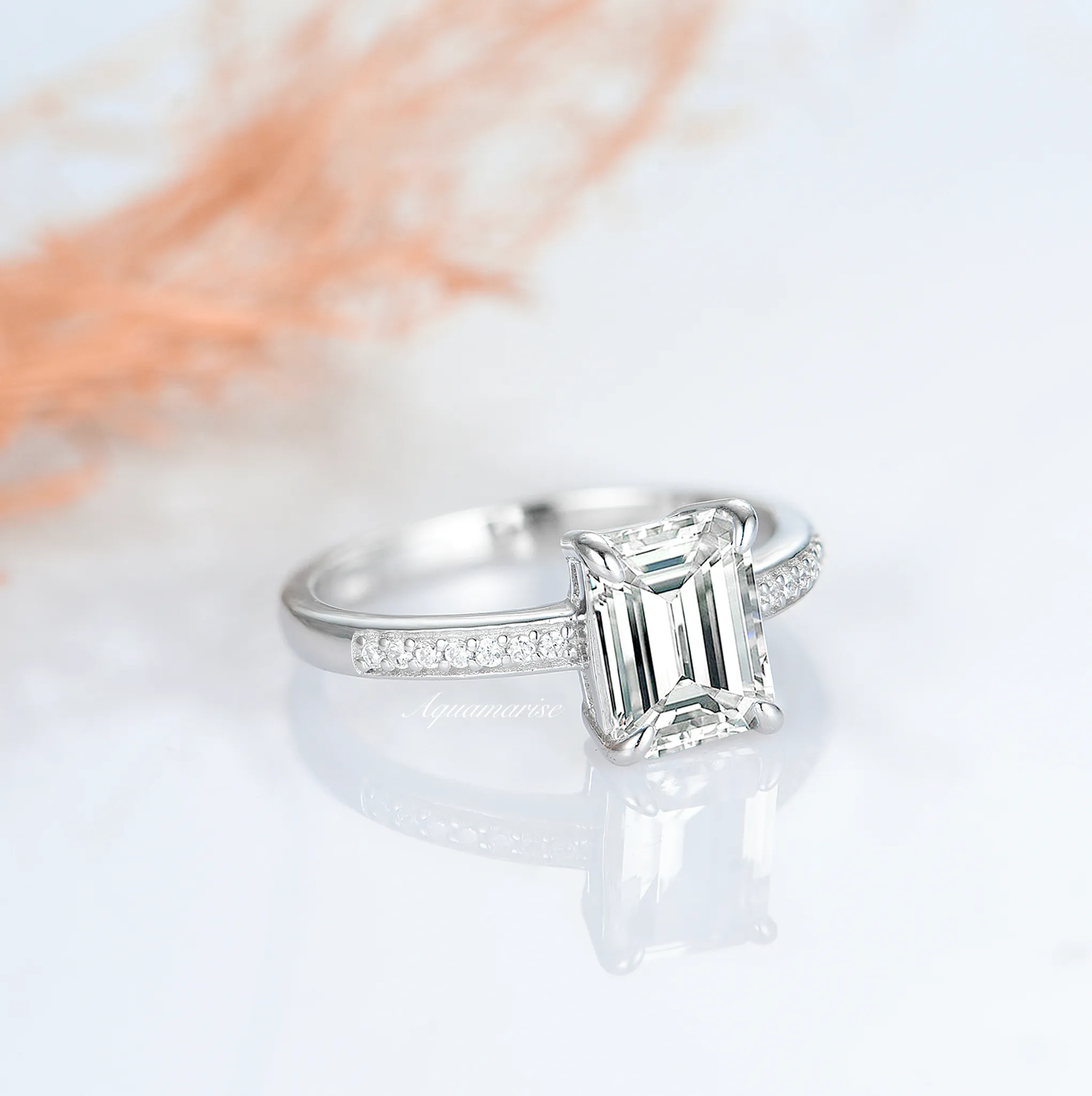 Ava White Sapphire Ring- Sterling Silver