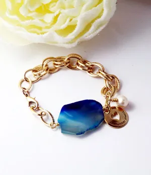 Blue Lace & Chain Bracelet