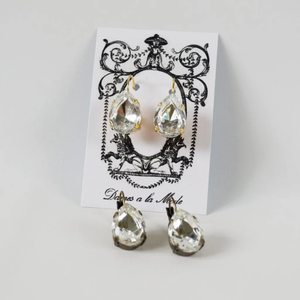 Clear Crystal Teardrop Earring