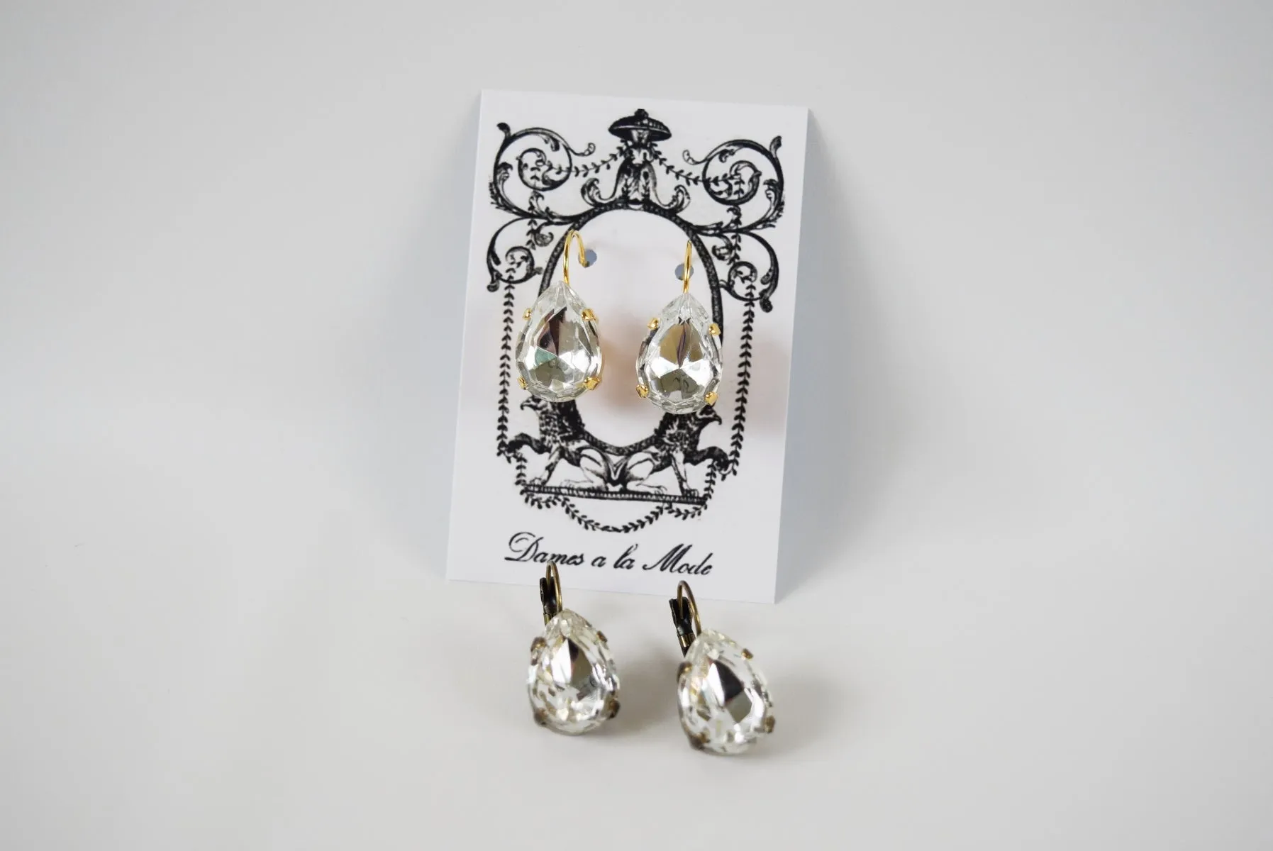 Clear Crystal Teardrop Earring