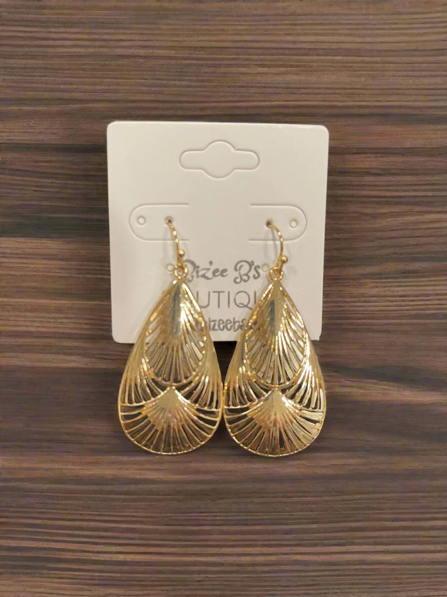Designed Teardrop Metal Earrings