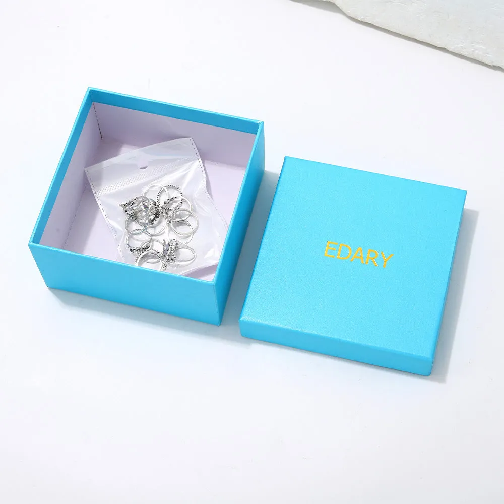 EDARY Vintage Carved Crystal & Gemstone Knuckle Ring Set for Women