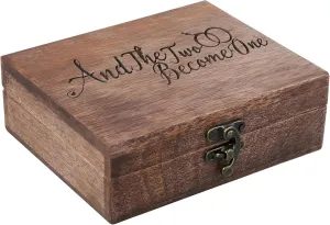 Elegant Wooden Wedding Ring Box Holder for Engagement, Proposal, and Ceremony - Rustic Ring Bearer Box, Anniversary Keepsake, Unique Bridal Gift 5X6X2 Inches (Mr and Mrs) RB01WAL