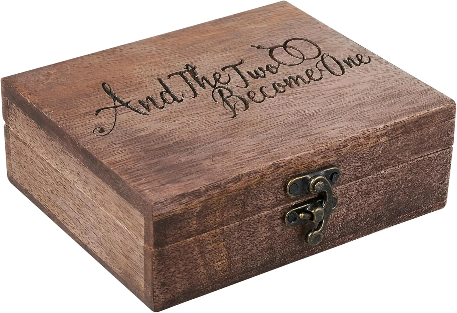 Elegant Wooden Wedding Ring Box Holder for Engagement, Proposal, and Ceremony - Rustic Ring Bearer Box, Anniversary Keepsake, Unique Bridal Gift 5X6X2 Inches (Mr and Mrs) RB01WAL
