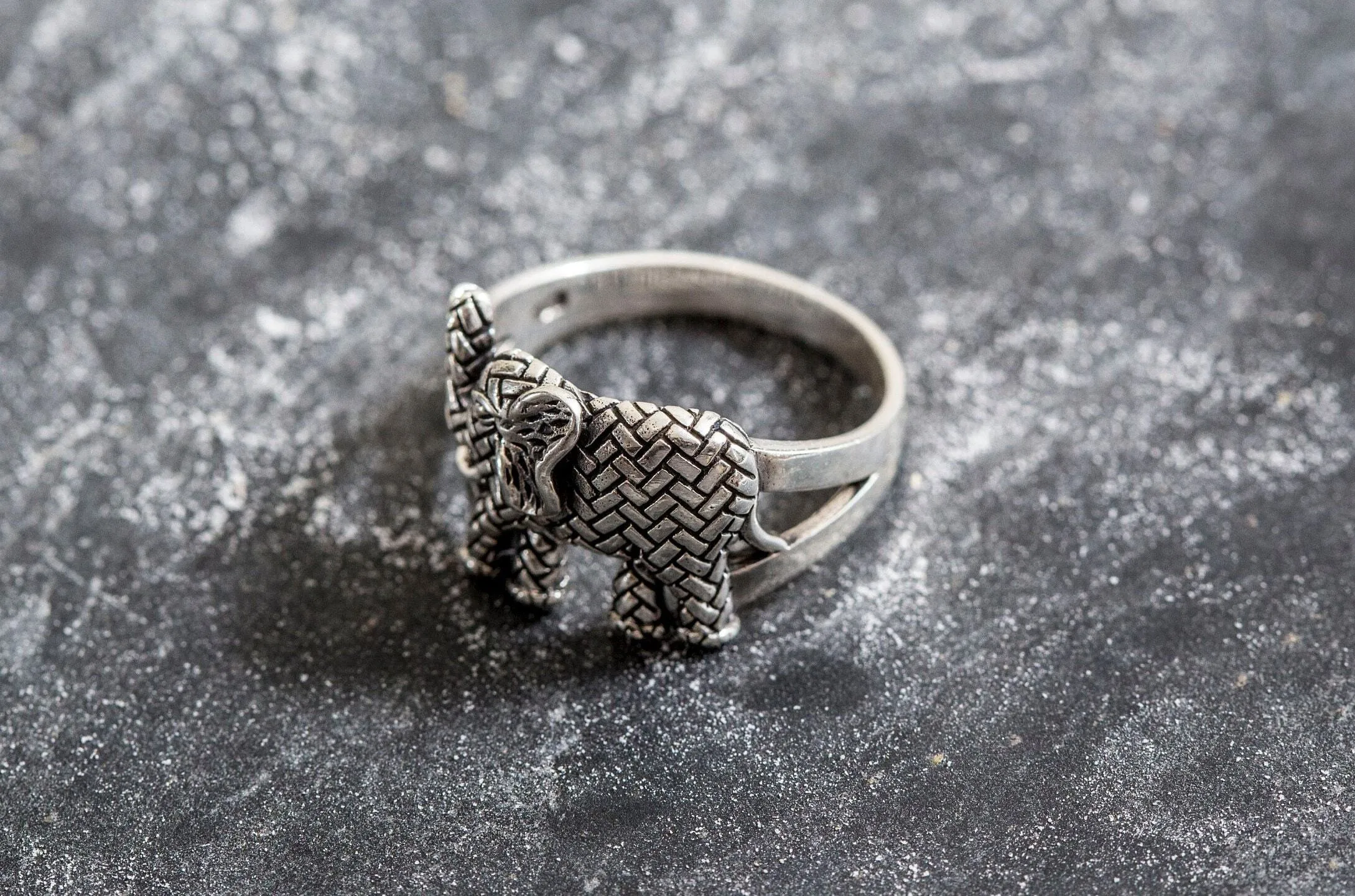 Elephant Silver Ring - Boho Silver Ring - Statement Elephant Ring