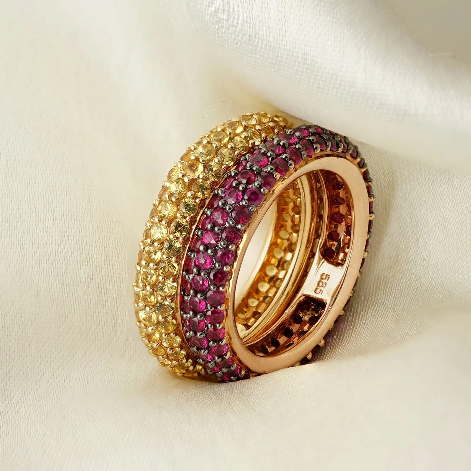 Ella Ruby & Yellow Sapphire Ring Set