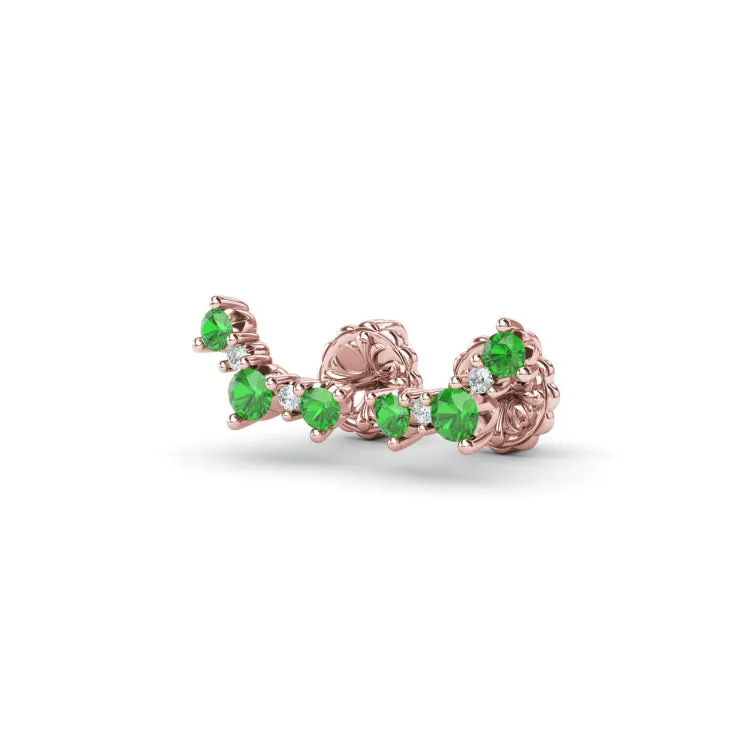 Five Stone Emerald and Diamond Climber Earrings