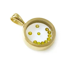 Floating Canary Diamond Happy Face Circle Pendant