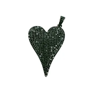 Heart CZ Necklace Charms for Charm Bar: Black CZ