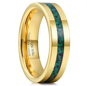 King Will Tungsten Carbide Rings For Men 8mm Gunmetal Wedding Band Malachite Inlay High Polished Finish Anniversary Ring Comfort Fit Size 7-14