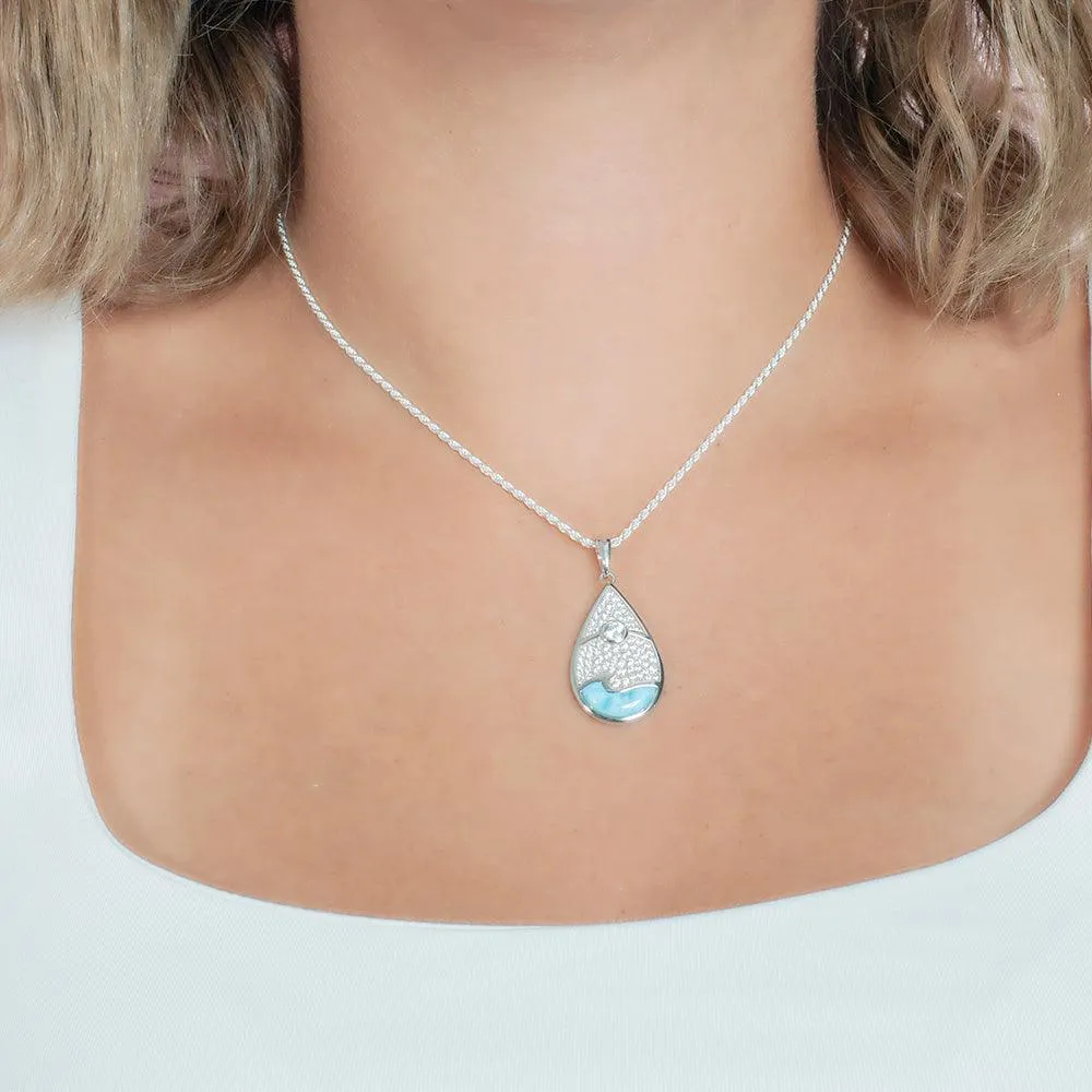 Larimar Sun & Wave Teardrop Pendant