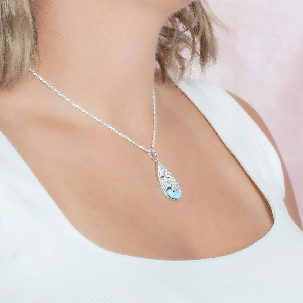 Larimar Sun & Wave Teardrop Pendant
