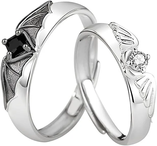 Matching Couple Gifts for Him Her Anniversary Birthday Gifts for Girlfriend Bf Husband Wife Adjustable Couple Rings Gifts