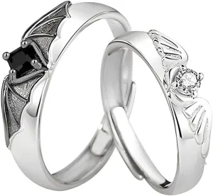Matching Couple Gifts for Him Her Anniversary Birthday Gifts for Girlfriend Bf Husband Wife Adjustable Couple Rings Gifts