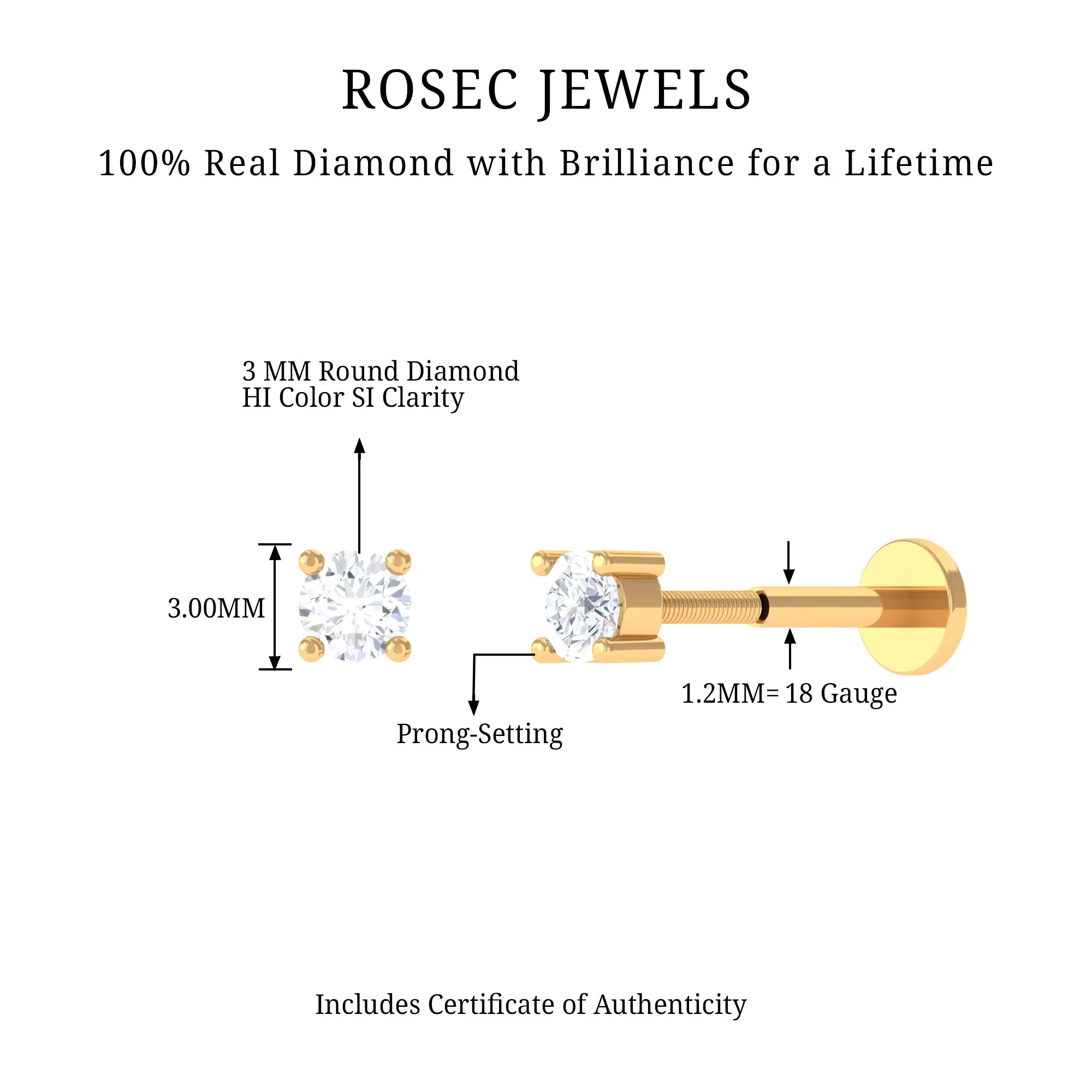 Minimalist Diamond Solitaire Tragus Earring