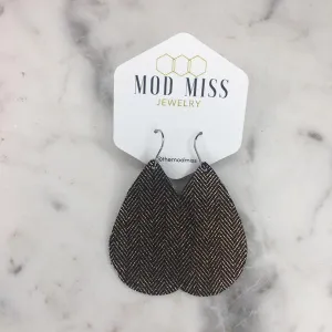 Natalie Rose Gold Tweed Leather Teardrop Earrings