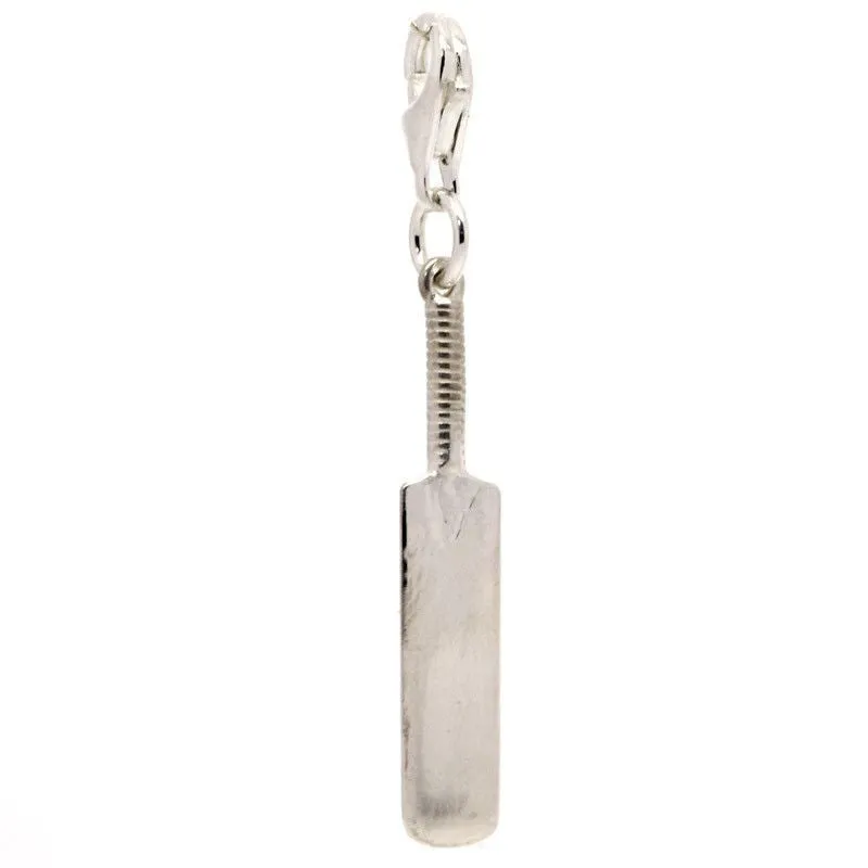 Silver Cricket Bat Charm