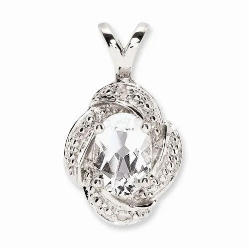 Sterling Silver Diamond & White Topaz pendant