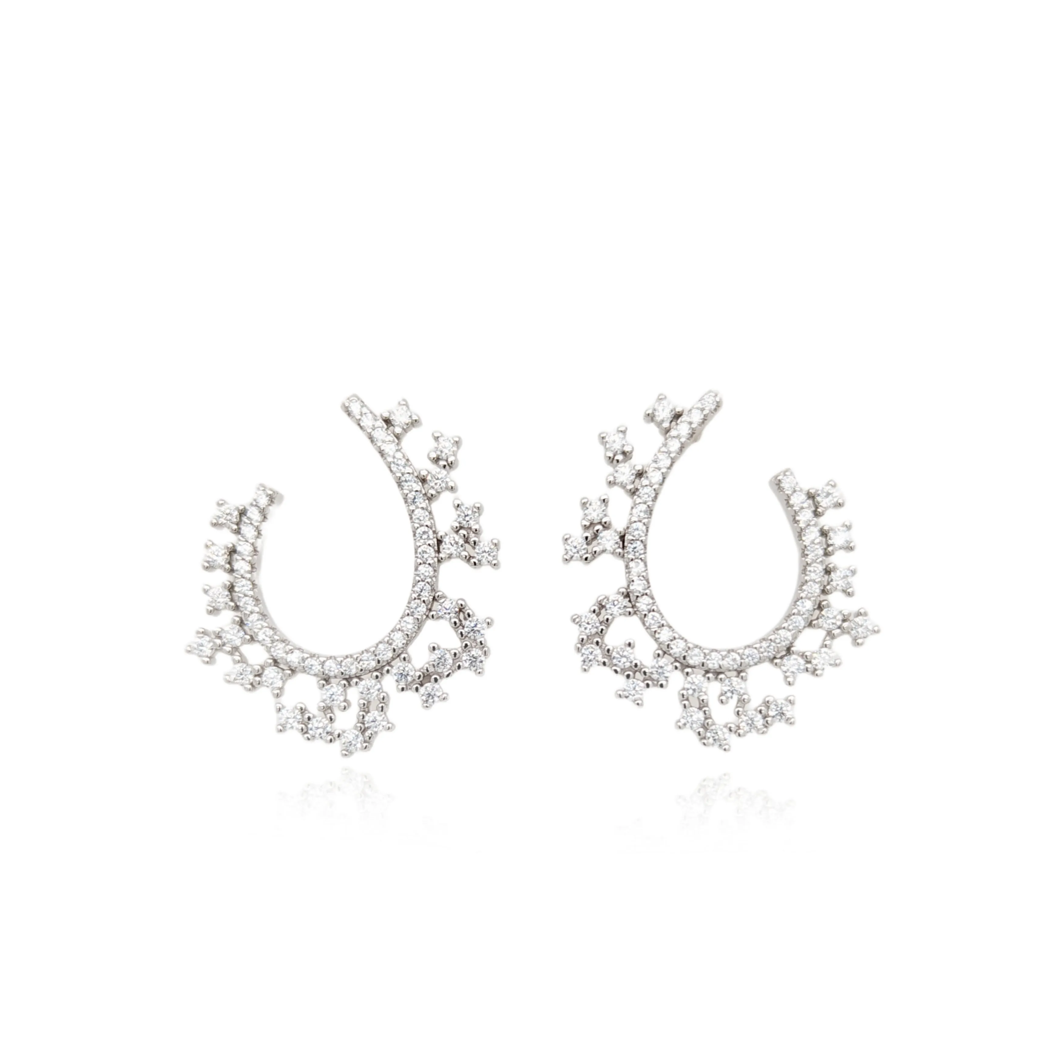 Sterling Silver Teardrop CZ J Earring