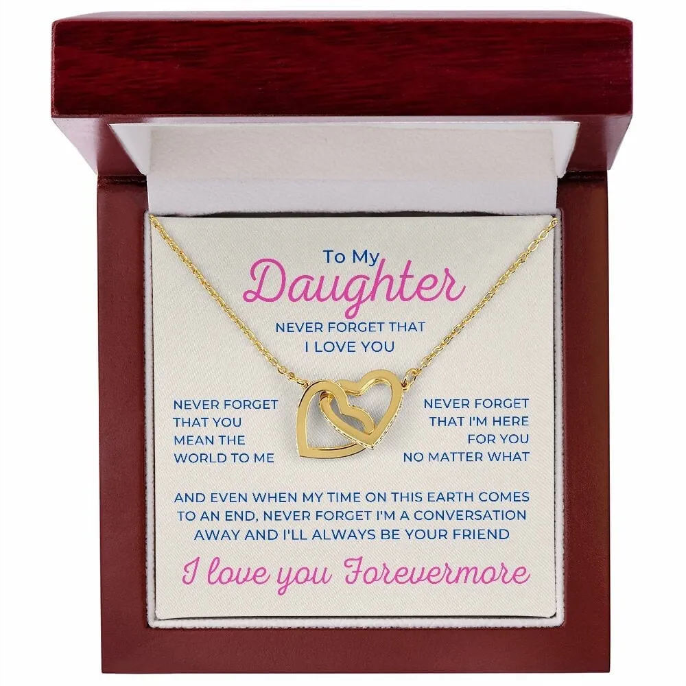 To My Daughter Interlocking Hearts Necklace for Birthday or Christmas