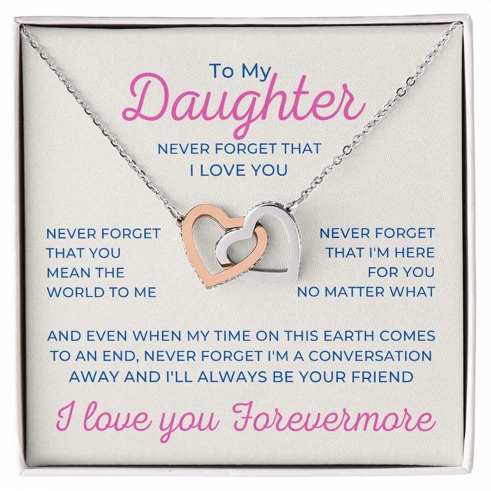 To My Daughter Interlocking Hearts Necklace for Birthday or Christmas