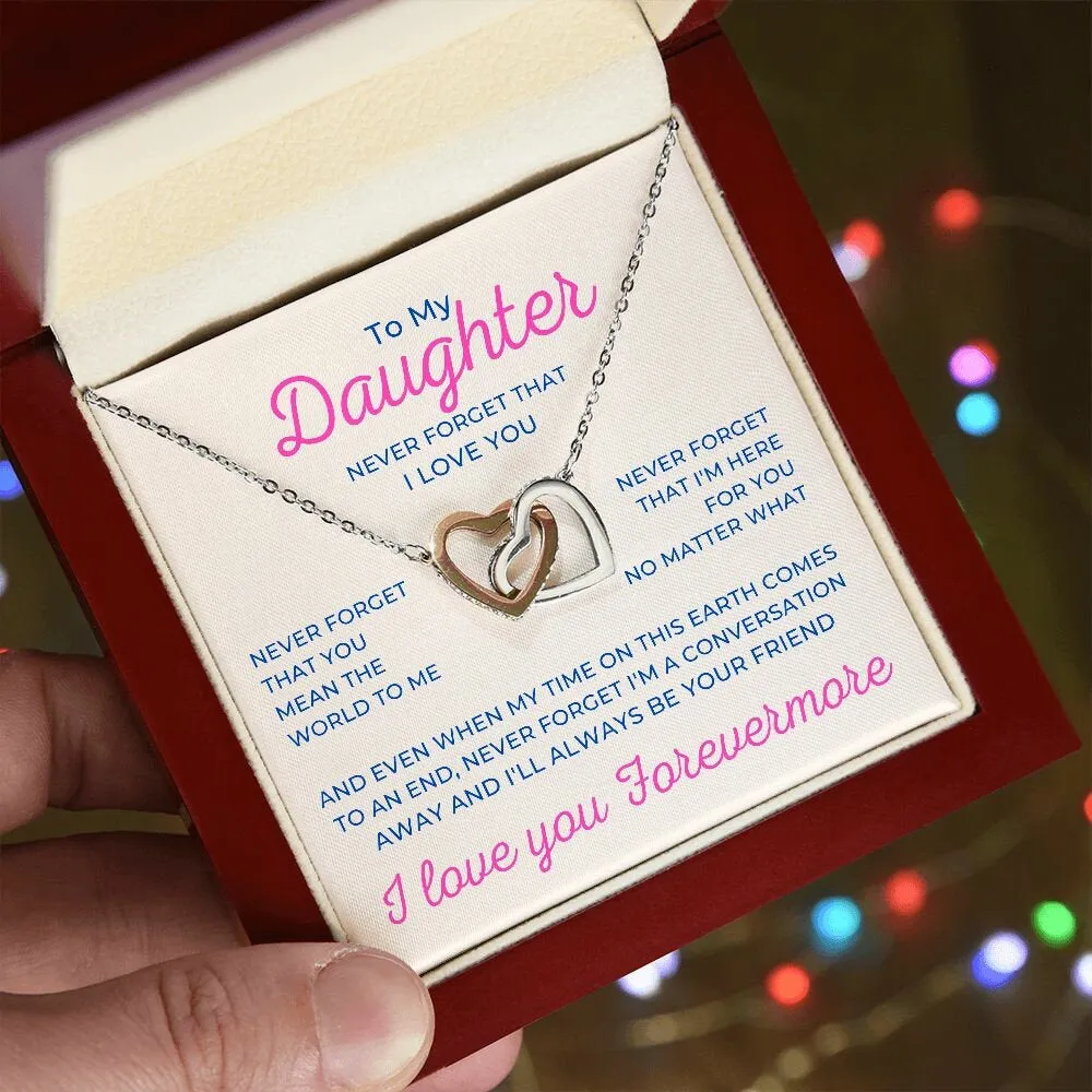 To My Daughter Interlocking Hearts Necklace for Birthday or Christmas