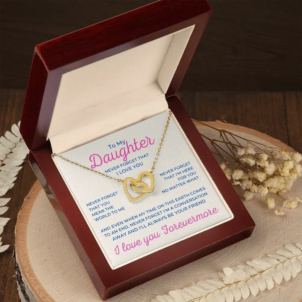 To My Daughter Interlocking Hearts Necklace for Birthday or Christmas