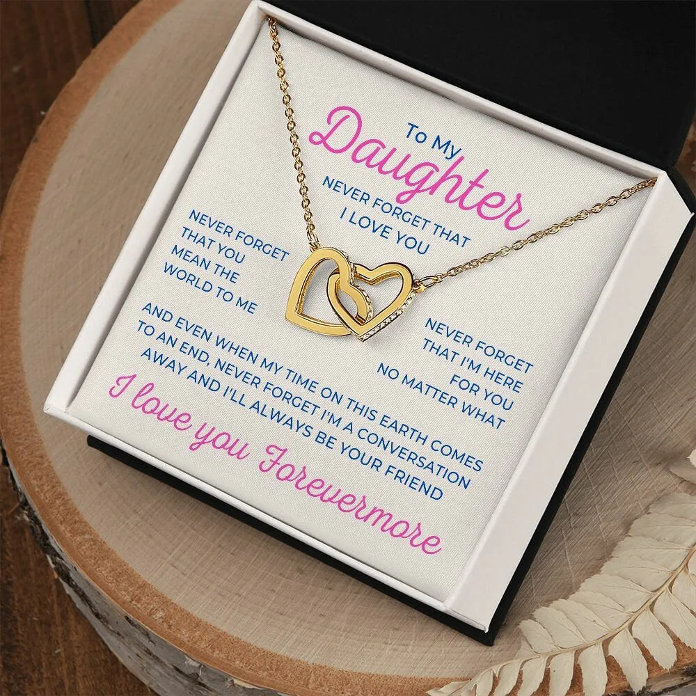 To My Daughter Interlocking Hearts Necklace for Birthday or Christmas