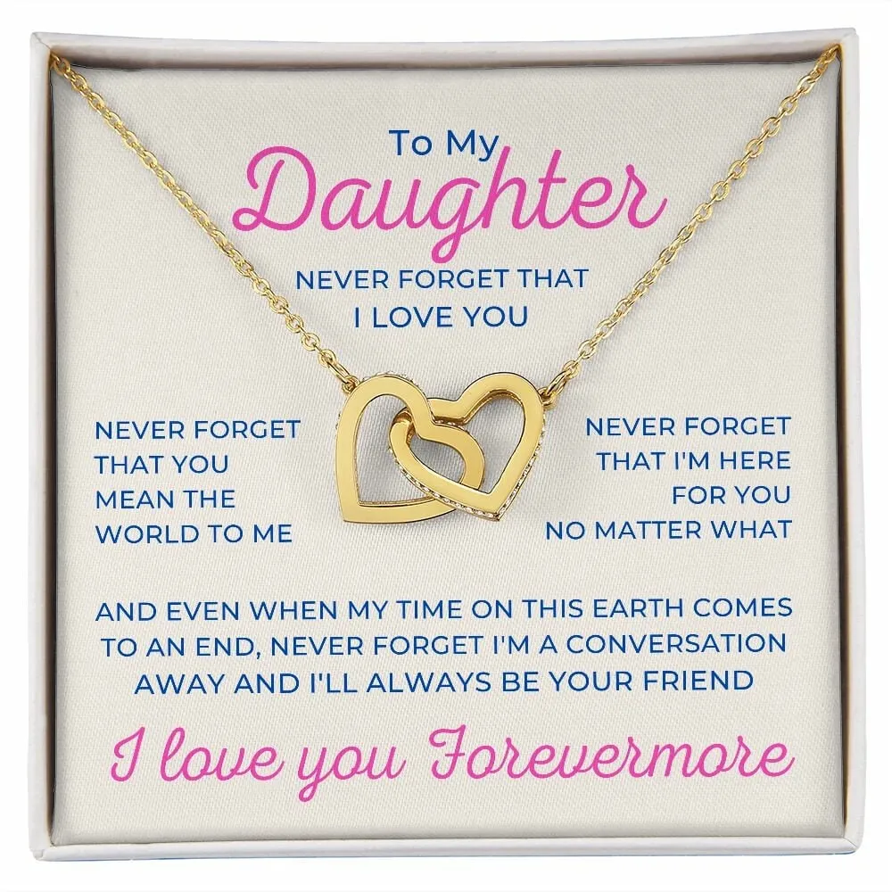 To My Daughter Interlocking Hearts Necklace for Birthday or Christmas