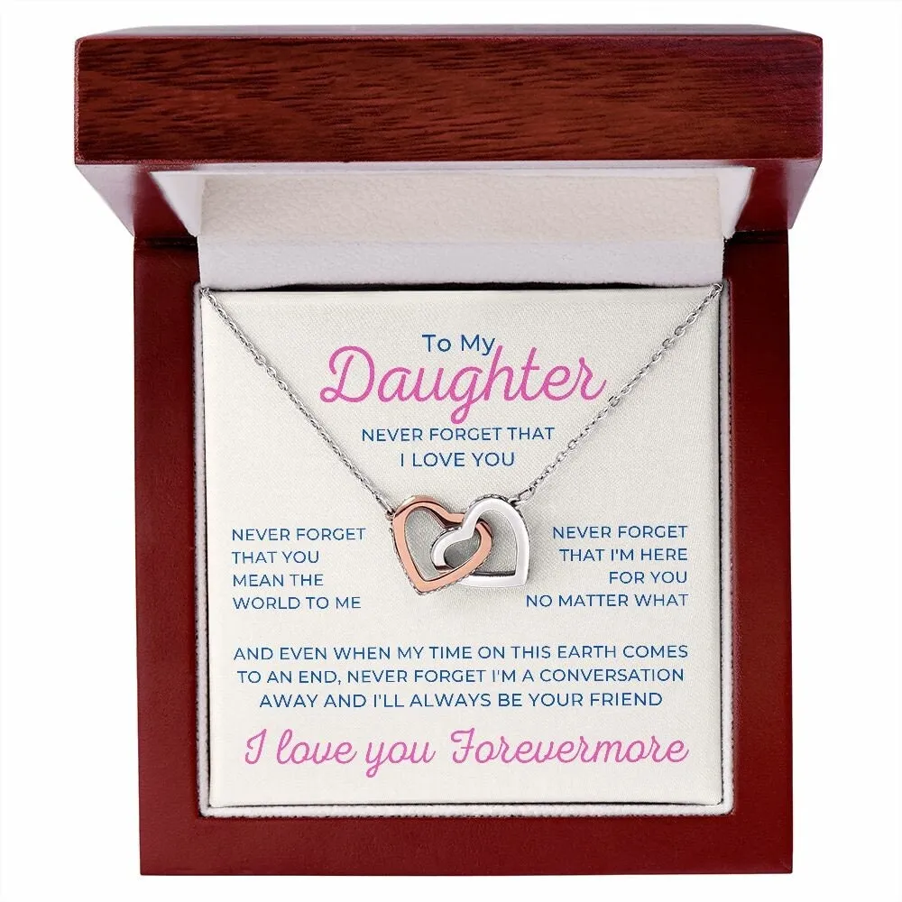 To My Daughter Interlocking Hearts Necklace for Birthday or Christmas
