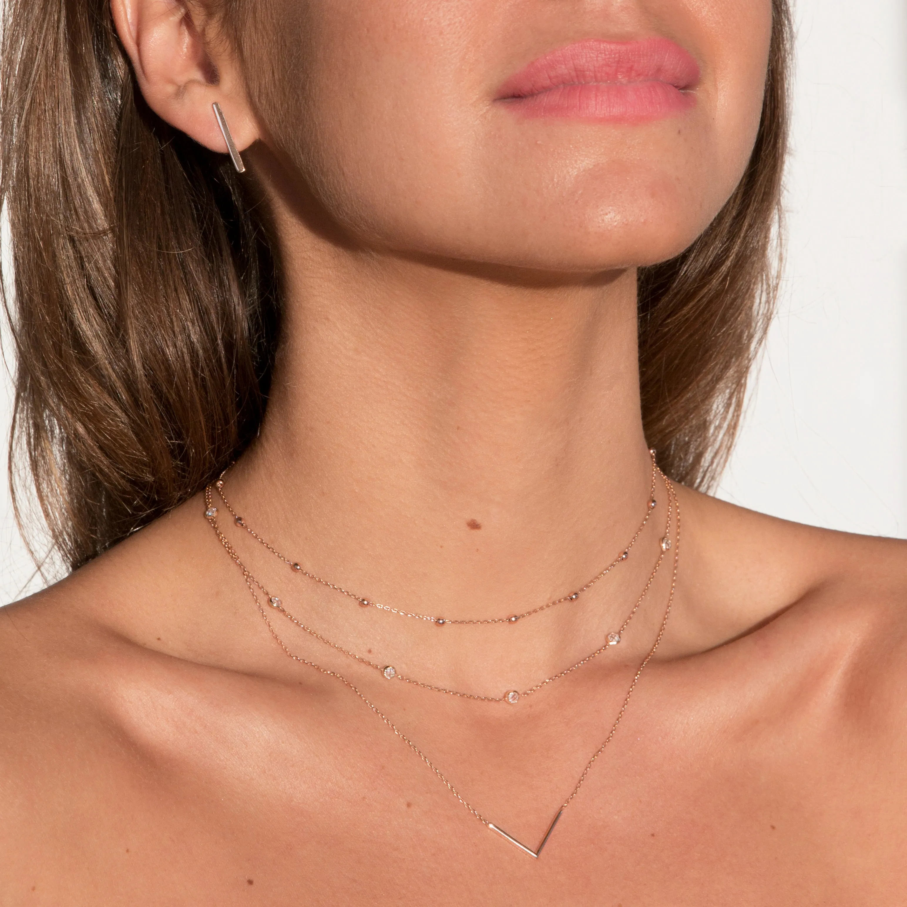 V - Necklace - 14 karat gold necklace for women