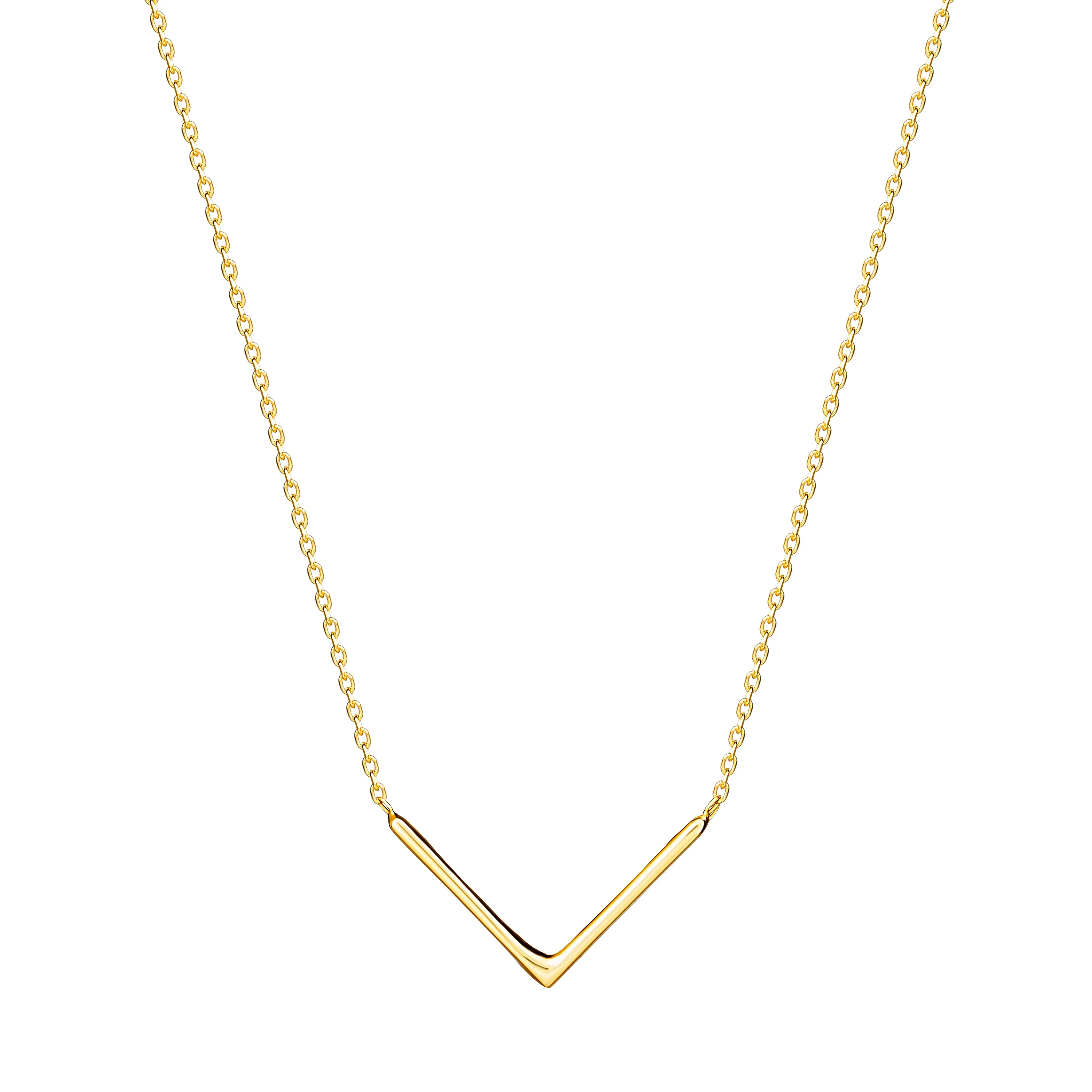 V - Necklace - 14 karat gold necklace for women